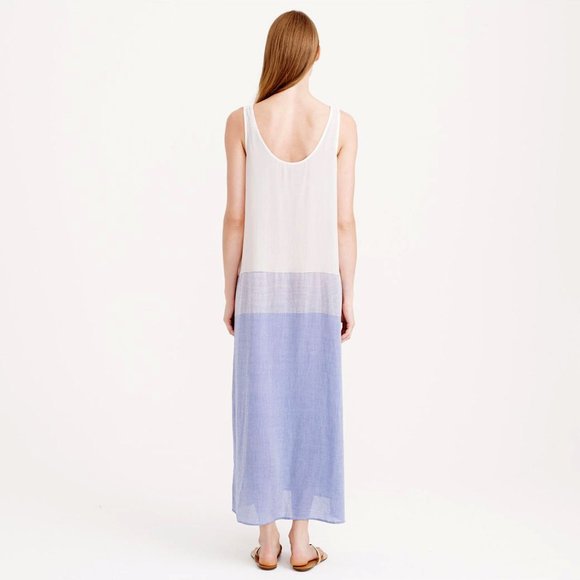 J Crew Maxi Dress White Blue Metallic Stripe S - Picture 10 of 11